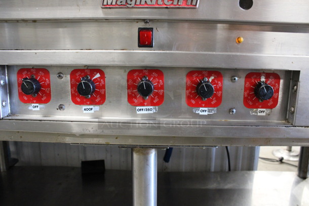 WOW! MagiKitch'n Stainless Steel Commercial Natural Gas Powered Chrome Top Flat Top Griddle w/ Thermostatic Controls and Under Shelf on Commercial Casters. 60x34x43 - Image 3 of 6