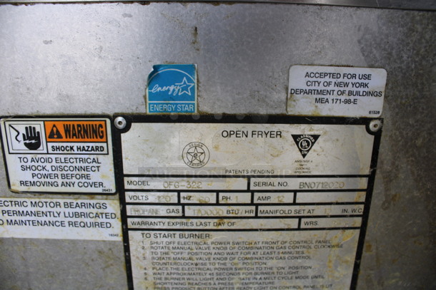 Henny Penny Model OFG-322 ENERGY STAR Stainless Steel Commercial Propane Gas Powered 4 Bay Deep Fat Fryer w/ 2 Metal Fry Baskets and Filtration System on Commercial Casters. 170,000 BTU. 67x33.5x44 - Image 10 of 10