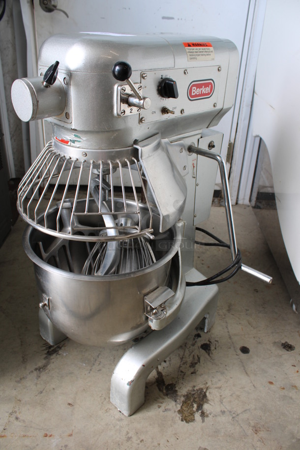 Berkel Model PM20 Metal Commercial Countertop 20 Quart Planetary Mixer w/ Stainless Steel Mixing Bowl, Bowl Guard, Dough Hook, Whisk and Paddle Attachments. 110 Volts, 1 Phase. 15x24x32. Tested and Working! - Image 1 of 5
