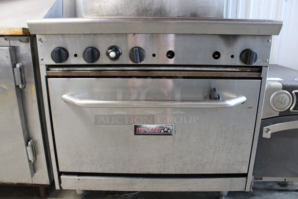 Tri Star Stainless Steel Commercial Natural Gas Powered 6 Burner Range w/ Oven and Back Splash. 36x34x57 - Image 2 of 6