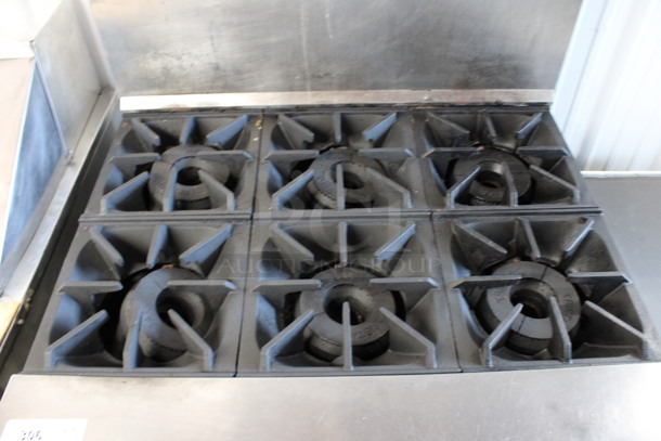 Tri Star Stainless Steel Commercial Natural Gas Powered 6 Burner Range w/ Oven and Back Splash. 36x34x57 - Image 3 of 6