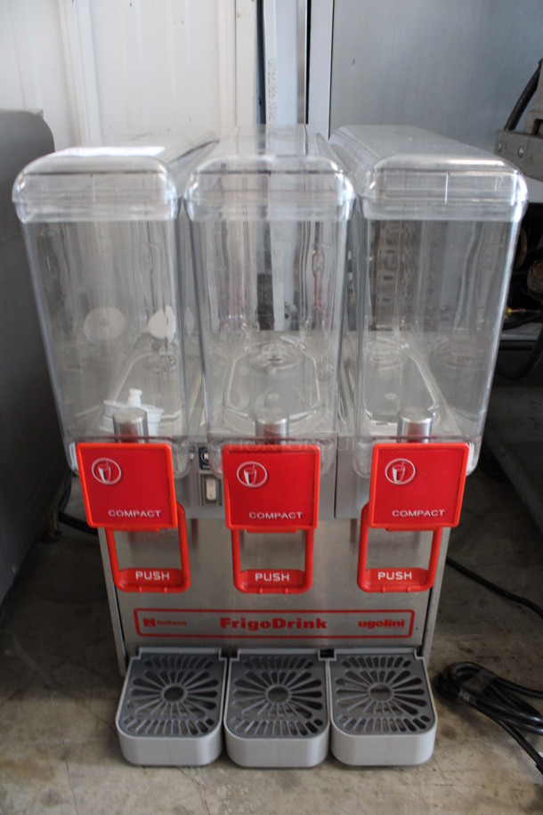 Ugolini Model 8/3 UL Stainless Steel Commercial Countertop 3 Hopper Refrigerated Beverage Machine w/ Drip Trays. 115 Volts, 1 Phase. 15x16x24. Tested and Working!