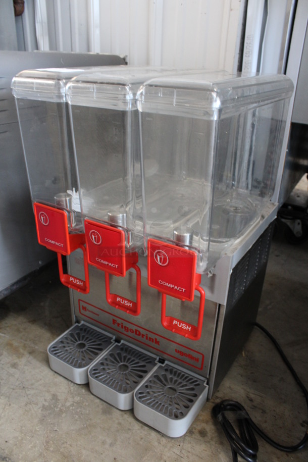 Ugolini Model 8/3 UL Stainless Steel Commercial Countertop 3 Hopper Refrigerated Beverage Machine w/ Drip Trays. 115 Volts, 1 Phase. 15x16x24. Tested and Working! - Image 2 of 7