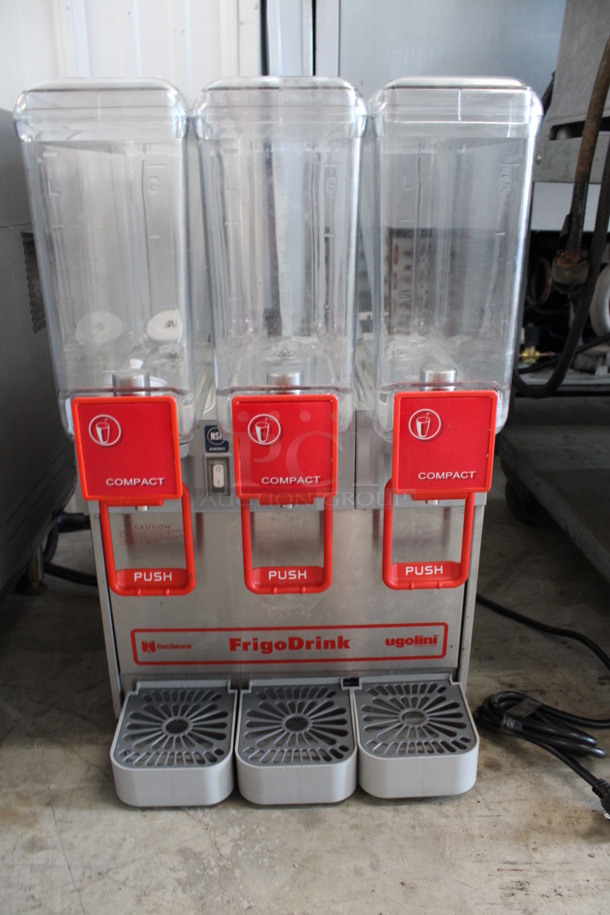 Ugolini Model 8/3 UL Stainless Steel Commercial Countertop 3 Hopper Refrigerated Beverage Machine w/ Drip Trays. 115 Volts, 1 Phase. 15x16x24. Tested and Working! - Image 4 of 7