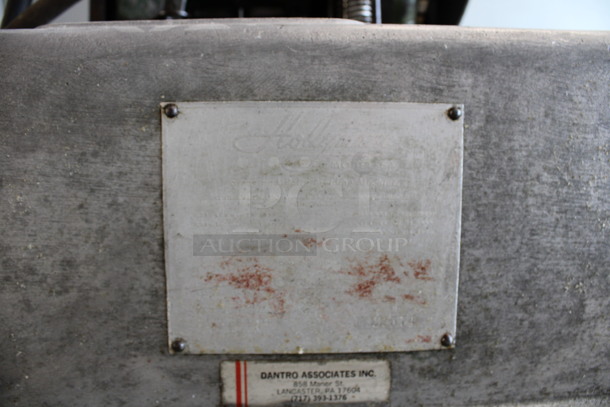 Hollymatic Metal Commercial Countertop Patty Former w/ Bin of Extra Pieces on Metal Stand w/ Commercial Casters. 115 Volts, 1 Phase. 20x30x53. Tested and Working! - Image 5 of 9