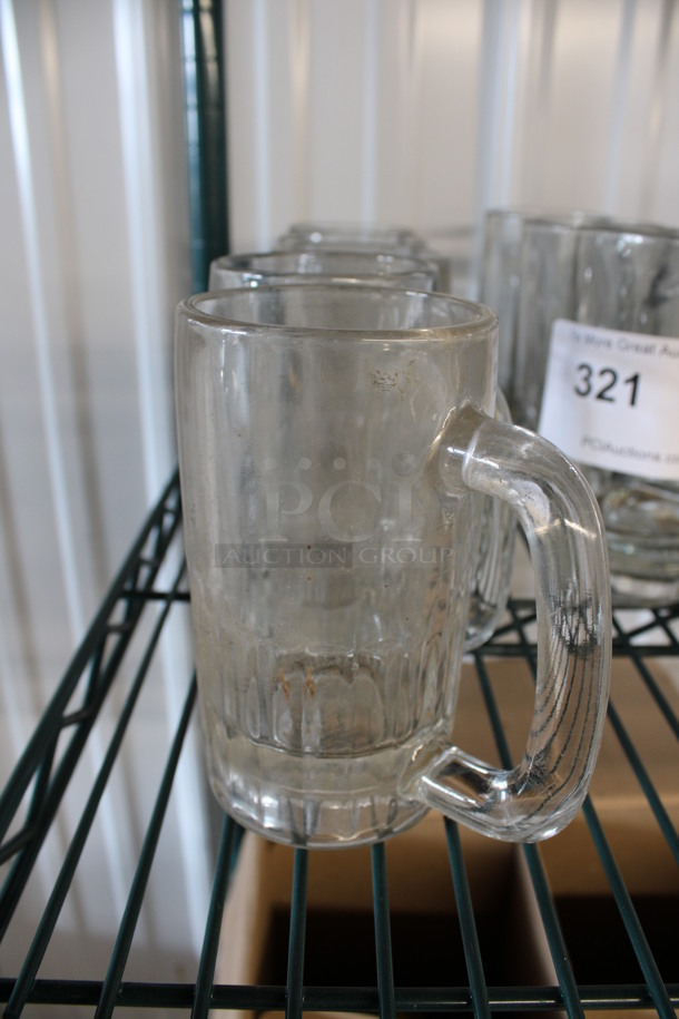 6 Glass Mugs. 4.5x3x5.5. 6 Times Your Bid!