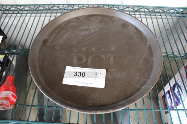 5 Brown Round Serving Trays. 14x14x1. 5 Times Your Bid!