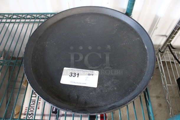 2 Black Round Serving Trays. 16x16x1. 2 Times Your Bid!