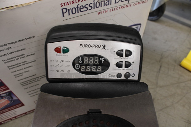 IN ORIGINAL BOX! Euro Pro X Chrome Finish Countertop Fryer w/ Fry Basket and Lid. 8x15x10 - Image 2 of 6