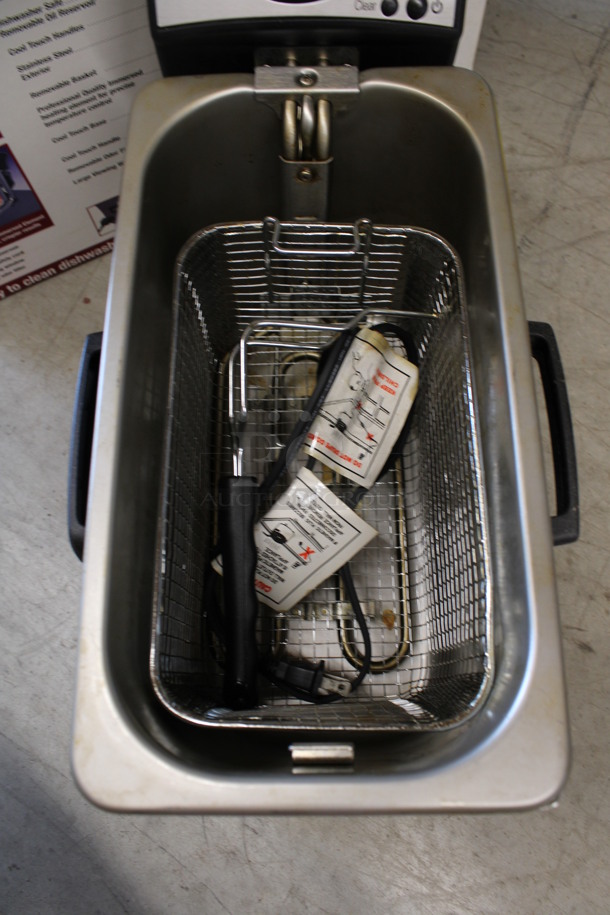 IN ORIGINAL BOX! Euro Pro X Chrome Finish Countertop Fryer w/ Fry Basket and Lid. 8x15x10 - Image 4 of 6