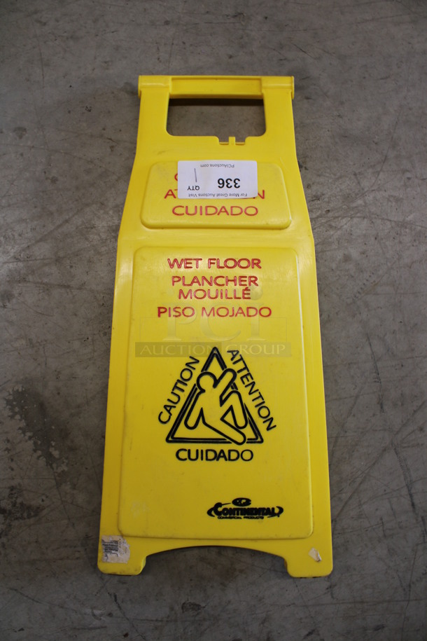 Yellow Poly Wet Floor Caution Sign. 12x2x26