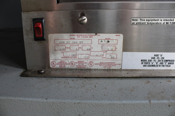 Duke Model SUB FC 206 RT Stainless Steel Commercial Refrigerated Make Line. 120 Volts, 1 Phase. 86x34x36. Tested and Working! - Image 4 of 4