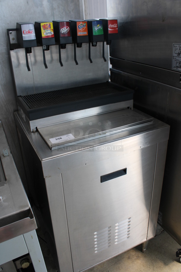 Stainless Steel Commercial 6 Flavor Carbonated Beverage Machine on Ice Bin. 25x25x57 - Image 2 of 5