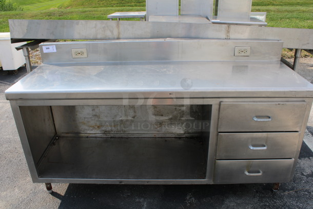 Stainless Steel Table w/ 3 Drawers and Under Shelf. 72x24x40