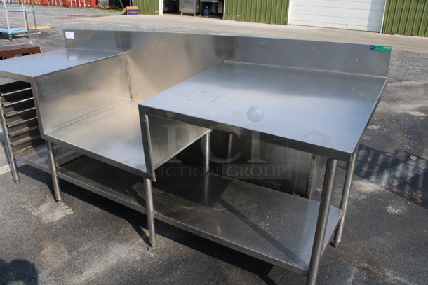 Stainless Steel Commercial Table w/ Under Shelf, Pan Rack and Back Splash. 96x30x43