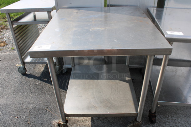Stainless Steel Commercial Table w/ Under Shelf on Commercial Casters. 33x36x36
