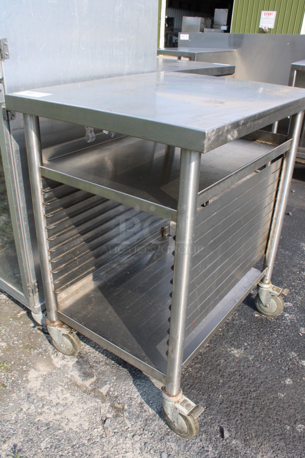 Stainless Steel Commercial Table w/ Under Shelf and Pan Rack on Commercial Casters. 24x30x36 - Image 2 of 4