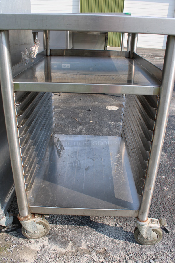 Stainless Steel Commercial Table w/ Under Shelf and Pan Rack on Commercial Casters. 24x30x36 - Image 3 of 4
