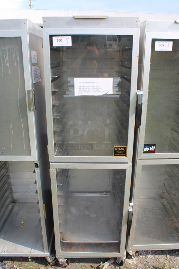 Nu Vu Metal Commercial Enclosed Pan Transport Rack w/ 2 Half Size View Through Doors on Commercial Casters. 21x28x71 - Image 1 of 4