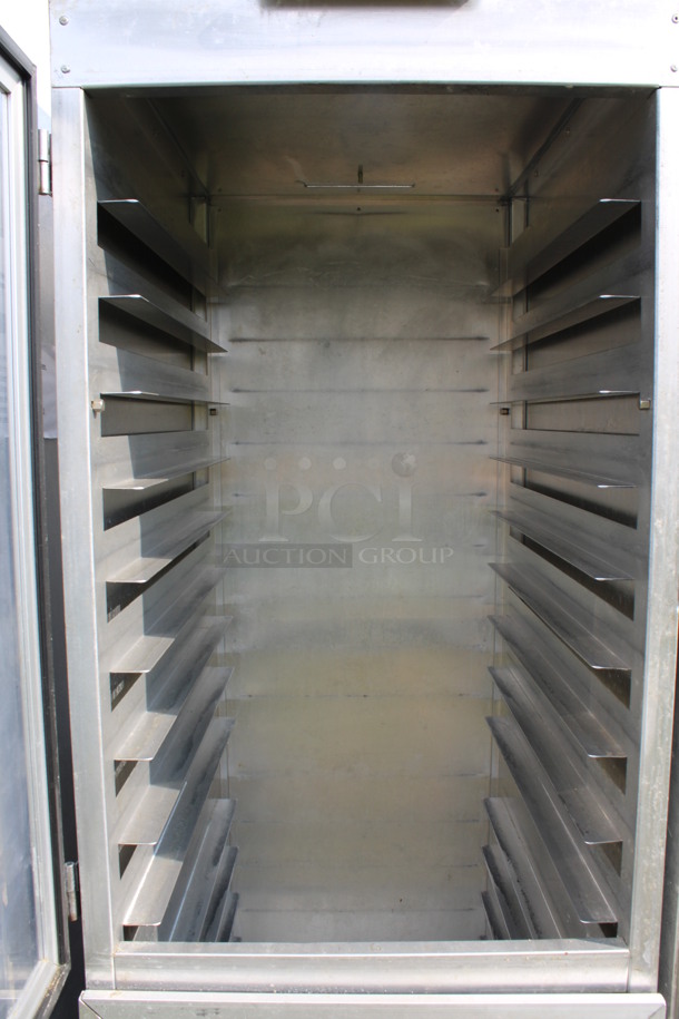 Nu Vu Metal Commercial Enclosed Pan Transport Rack w/ 2 Half Size View Through Doors on Commercial Casters. 21x28x71 - Image 4 of 4