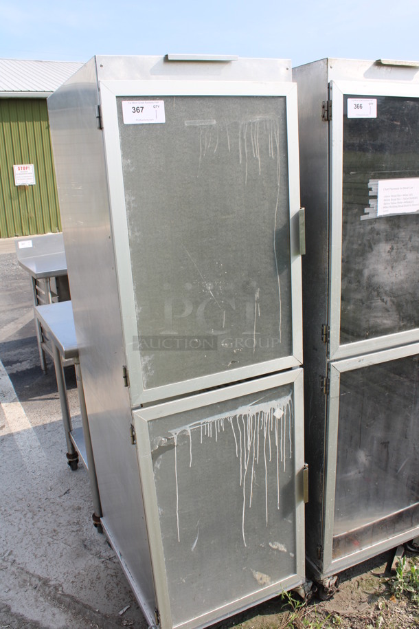 Metal Commercial Enclosed Pan Transport Rack w/ 2 Half Size View Through Doors on Commercial Casters. 21x28x71 - Image 2 of 5