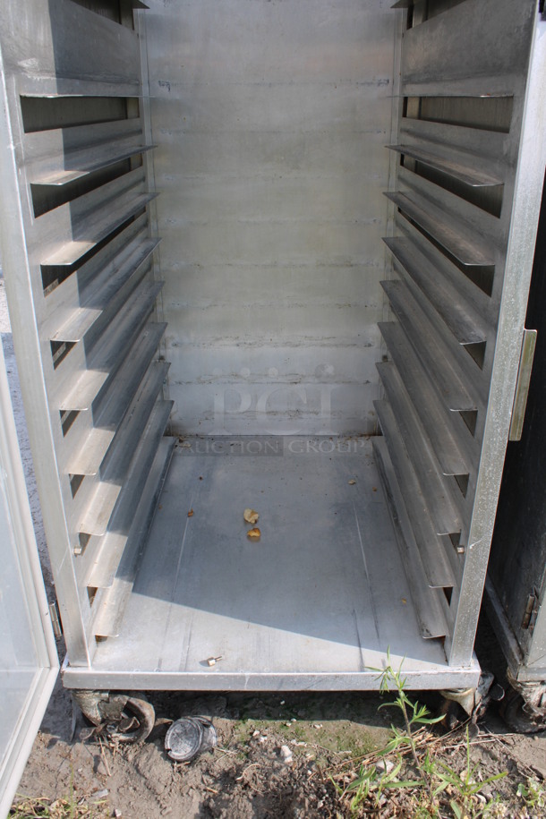 Metal Commercial Enclosed Pan Transport Rack w/ 2 Half Size View Through Doors on Commercial Casters. 21x28x71 - Image 5 of 5