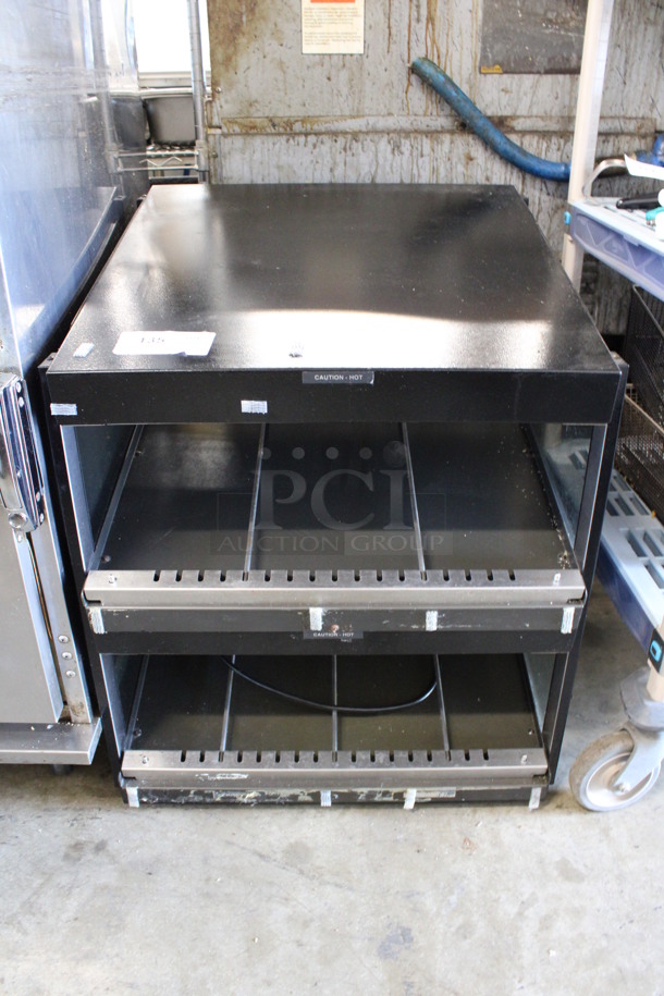 Metal Commercial Countertop 2 Tier Warming Display Case Merchandiser. 24x25x29. Cannot Test Unit Is Missing Bulbs