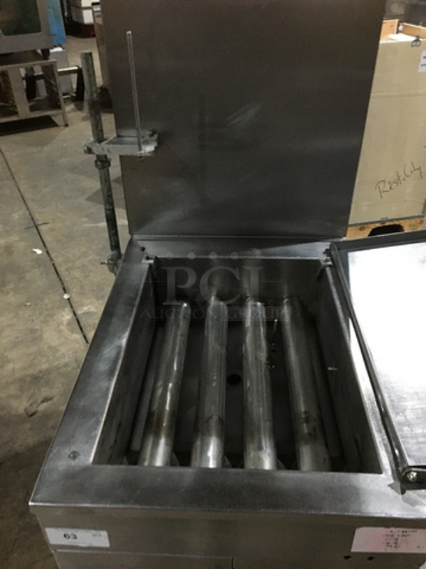 Belshaw Commercial Natural Gas Powered 4 Burner Donut Fryer! With Backsplash! All Stainless Steel!  Model 718LCG Serial W3441! On Legs! - Image 5 of 9