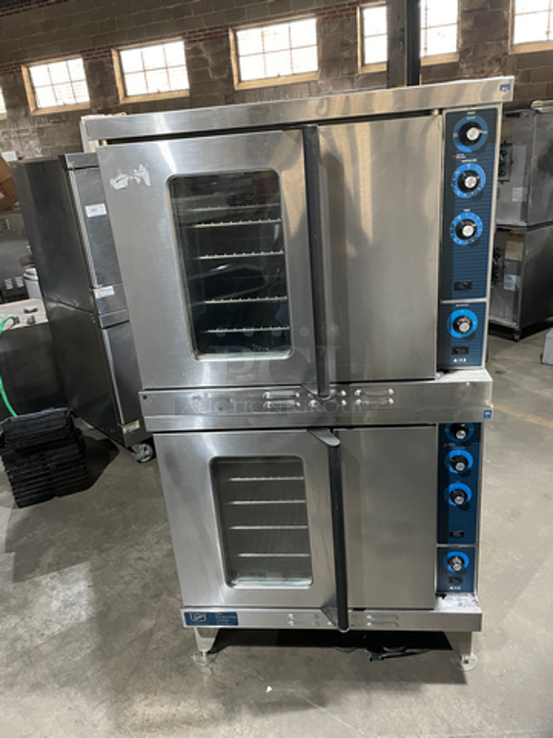 NICE! Duke Double Stacked Natural Gas Powered Heavy Duty Convection Oven! 6/13 Edition! With One View Through Door & One Solid Door! With Metal Racks! All Stainless Steel! On Legs! 2 X Your Bid! Makes One Unit! - Image 12 of 12