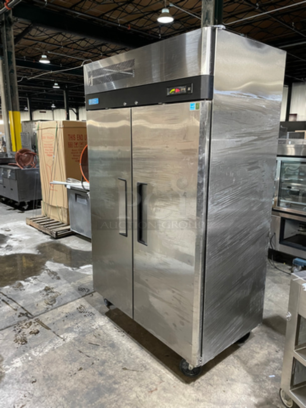 AMAZING! Turbo Air Commercial 2 Door Reach In Freezer! All Stainless Steel! With Poly Coated Racks! On Casters! Tested & Working! - Image 2 of 10