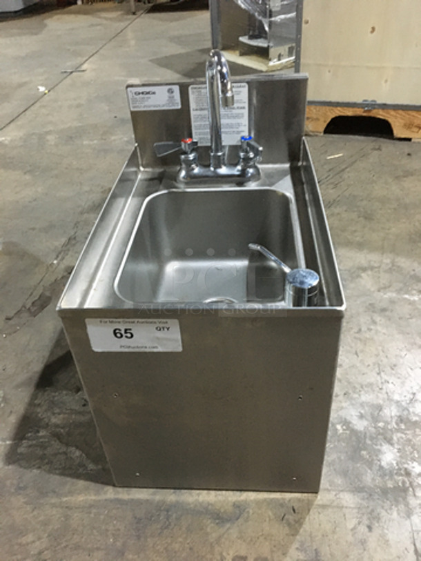 Choice Commercial Under The Bar Hand Sink! With Faucet! All Stainless Steel! Model CHSA12D Serial 391510!
