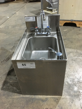 Choice Commercial Under The Bar Hand Sink! With Faucet! All Stainless Steel! Model CHSA12D Serial 391510!