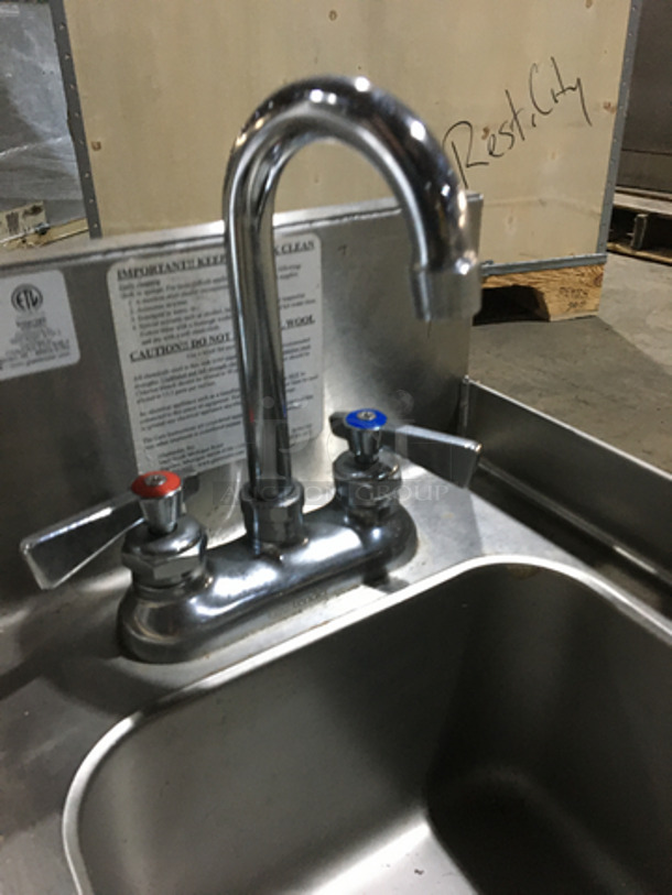 Choice Commercial Under The Bar Hand Sink! With Faucet! All Stainless Steel! Model CHSA12D Serial 391510! - Image 6 of 9