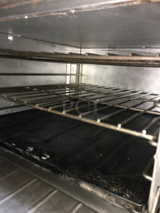 Sweet! US Range Heavy Duty Commercial 6 Burner Stove! With Full Size Oven! With Raised Back Splash & Salamander Shelf! On Commercial Casters! - Image 9 of 10