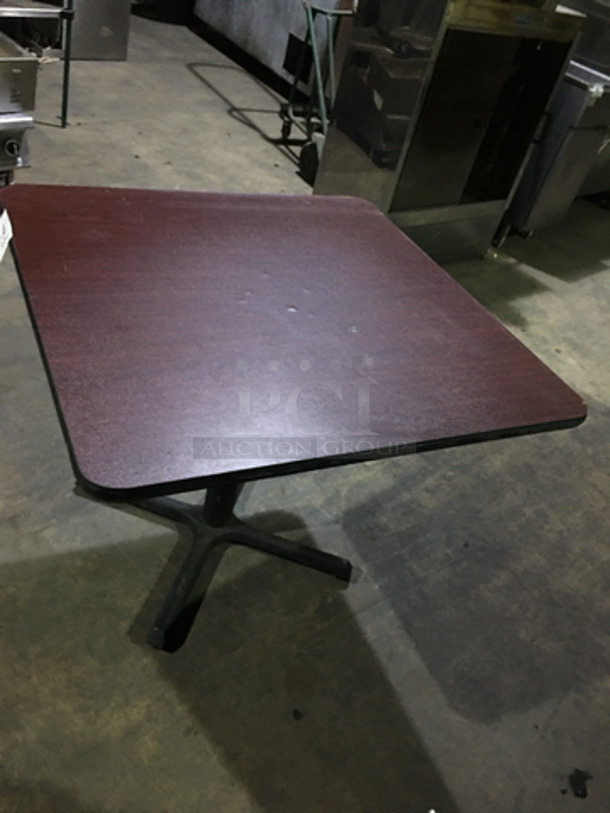 Cherry Wood Laminate Style Square Dining Tables! With Metal Base! 2 X Your Bid! - Image 2 of 5