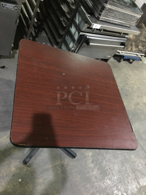 Cherry Wood Laminate Style Square Dining Tables! With Metal Base! 2 X Your Bid! - Image 3 of 5