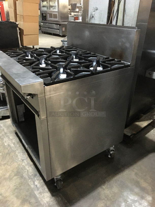 Garland Commercial Natural Gas Powered 6 Burner Stove! With Storage Space Underneath! With Backsplash! All Stainless Steel! Model U366S Serial 1709100100934! On Commercial Casters! - Image 2 of 10