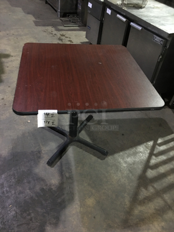 Cherry Wood Lamite Style Square Dining Tables! With Metal Base! 2 X Your Bid! - Image 5 of 5