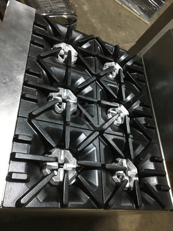 Garland Commercial Natural Gas Powered 6 Burner Stove! With Storage Space Underneath! With Backsplash! All Stainless Steel! Model U366S Serial 1709100100934! On Commercial Casters! - Image 5 of 10