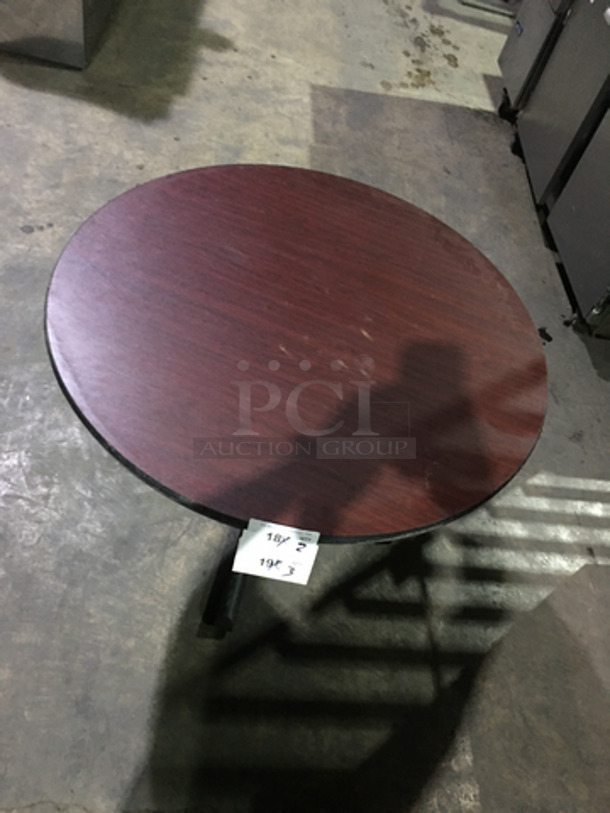 Cherry Wood Laminate Style Round Dining Tables! With Metal Base! 2 X Your Bid! - Image 2 of 4
