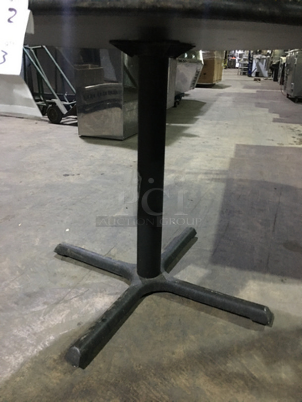 Cherry Wood Laminate Style Round Dining Tables! With Metal Base! 2 X Your Bid! - Image 3 of 4
