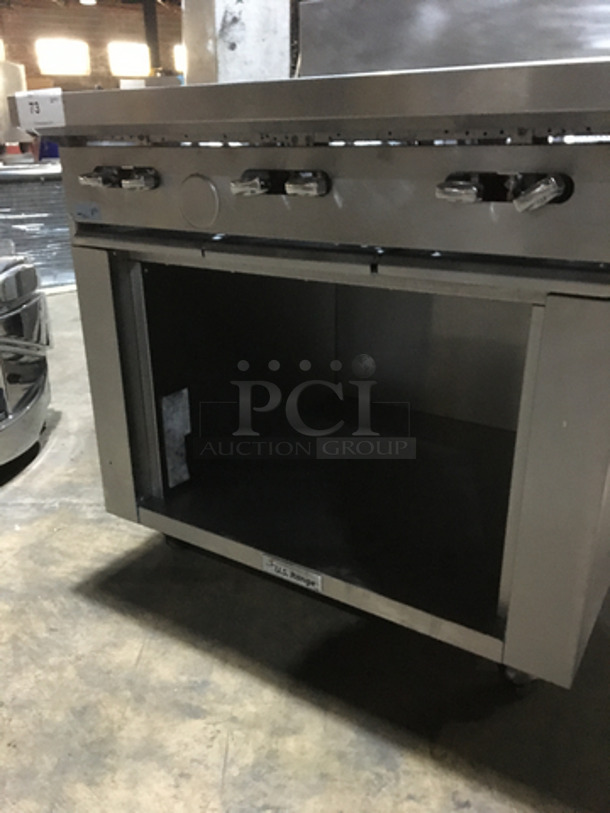 Garland Commercial Natural Gas Powered 6 Burner Stove! With Storage Space Underneath! With Backsplash! All Stainless Steel! Model U366S Serial 1709100100934! On Commercial Casters! - Image 7 of 10