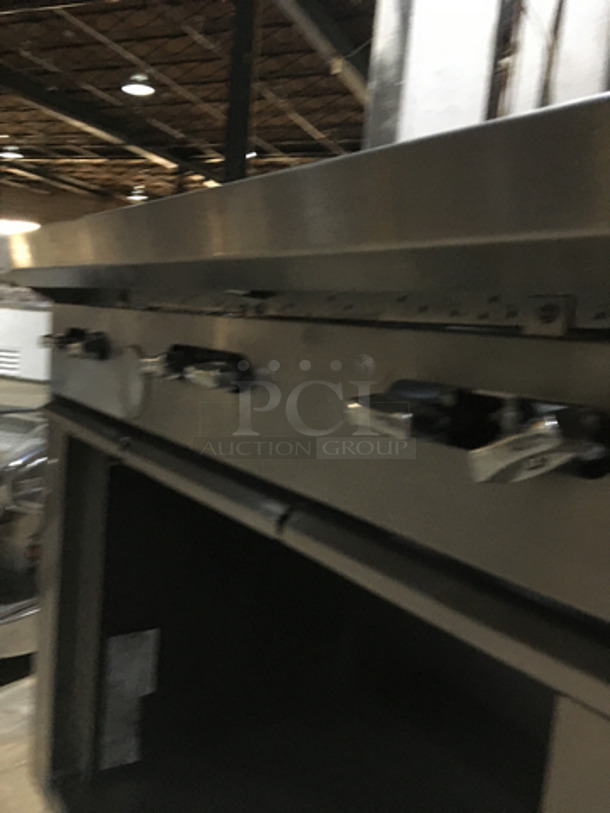 Garland Commercial Natural Gas Powered 6 Burner Stove! With Storage Space Underneath! With Backsplash! All Stainless Steel! Model U366S Serial 1709100100934! On Commercial Casters! - Image 8 of 10