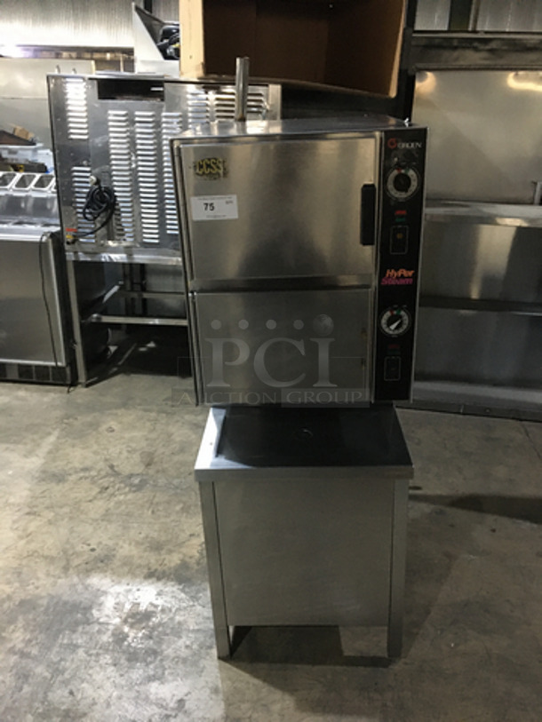 Groen Commercial Natural Gas Powered Dual Cabinet Steamer! All Stainless Steel! Model HY6GSTEAMER Serial 60156710! On Legs! - Image 1 of 10