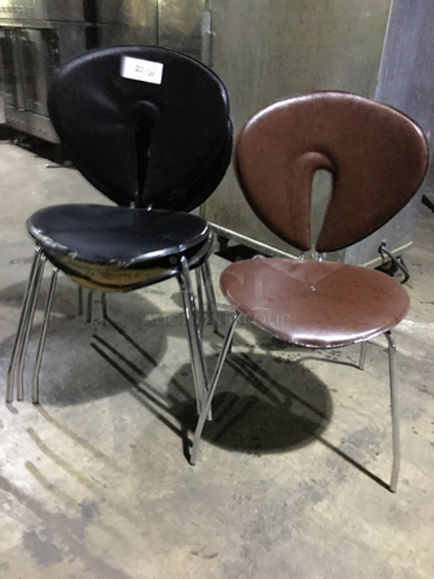 Assorted Modern Style Cushioned Dining Chairs! With Metal Legs! 4 X Your Bid!