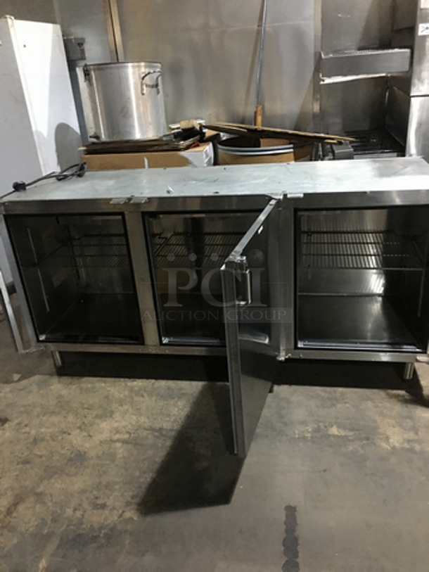 Glastender Commercial Refrigerated 3 Door Bar Back! All Stainless Steel! Model LP72L6SN Serial 404169479N! 120V 1Phase! Remote Compressor/No Compressor! On Legs! - Image 5 of 9