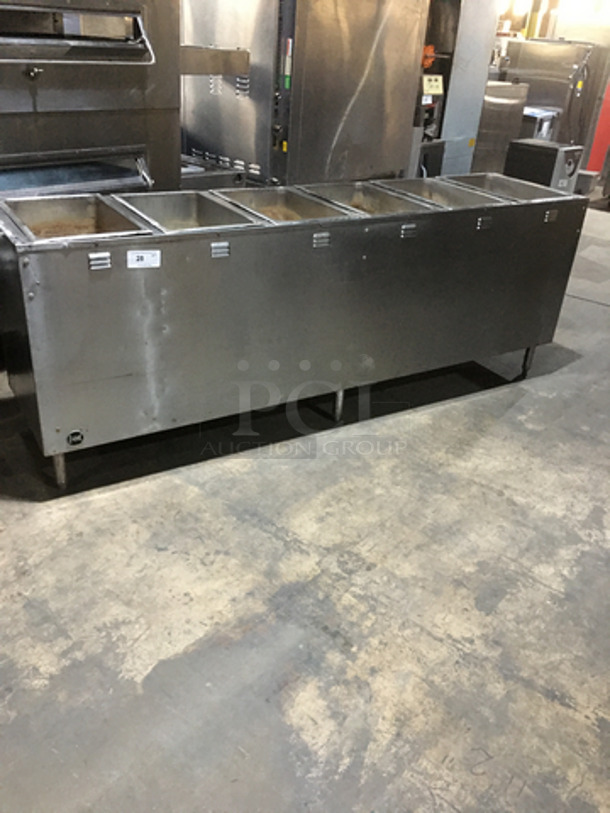 Eagle All Stainless Steel Natural Gas Powered 6 Well Steam Table! Each Well Individually Controlled! With Underneath Storage Space Underneath! On Legs!