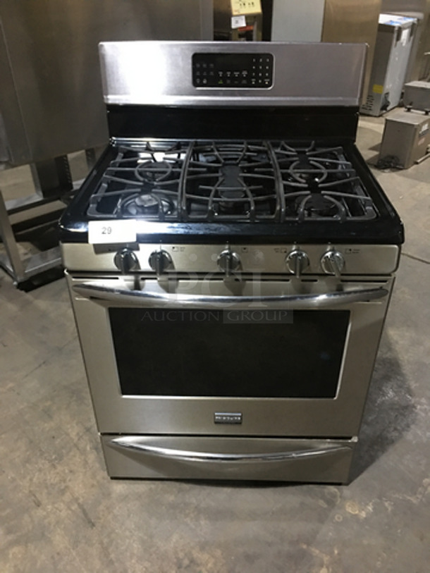 Frigidaire Commercial Natural Gas Powered 5 Burner Stove!  With Full Size Oven Underneath! With Digital Touch Controls! All Stainless Steel!