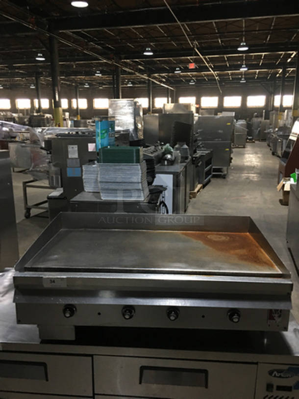Wolf Commercial Countertop Natural Gas Powered Flat Griddle! With Back & Side Splashes! All Stainless Steel! - Image 1 of 6