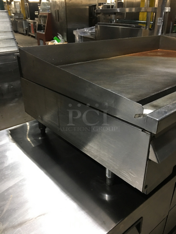 Wolf Commercial Countertop Natural Gas Powered Flat Griddle! With Back & Side Splashes! All Stainless Steel! - Image 4 of 6